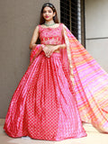 Fabulous Pink Embroidery Chinon Wedding Lehenga Choli With Dupatta - Zeel Clothing