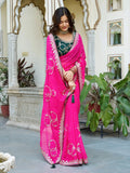 Fabulous Pink Georgette Festival Wear Gotta Patti Saree With Blouse - Zeel Clothing