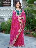 Fabulous Pink Georgette Pure Bandhani Festive Wear Saree With Blouse - Zeel Clothing