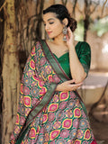 Fabulous Pink Green Patola Printed Silk Garba Wear Lehenga Choli - Zeel Clothing