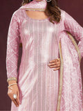 Fabulous Pink Sequins Net Party Wear Pant Suit With Dupatta - Zeel Clothing