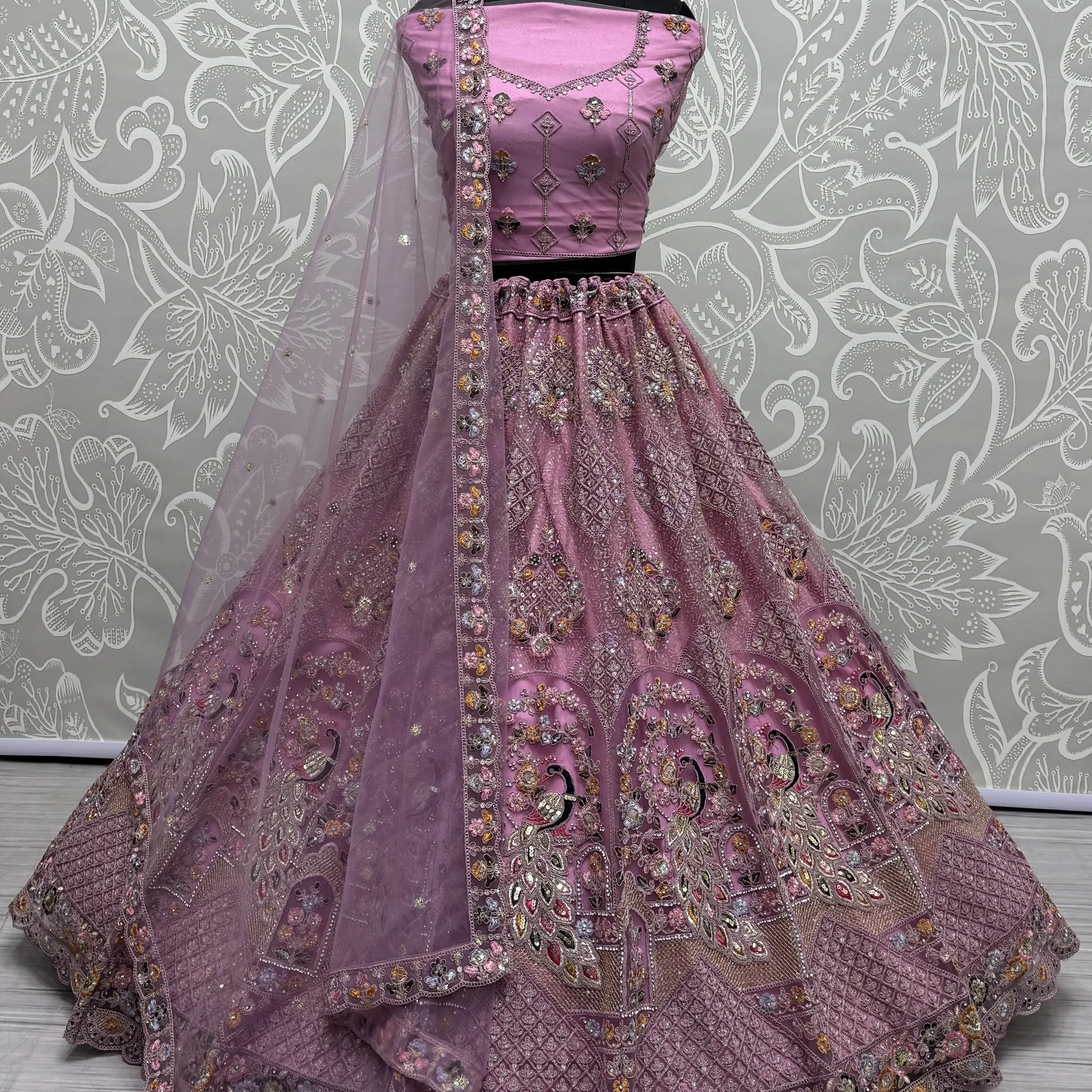 Fabulous Pink Sequins Work Net Wedding Wear Lehenga Choli With Dupatta - Zeel Clothing