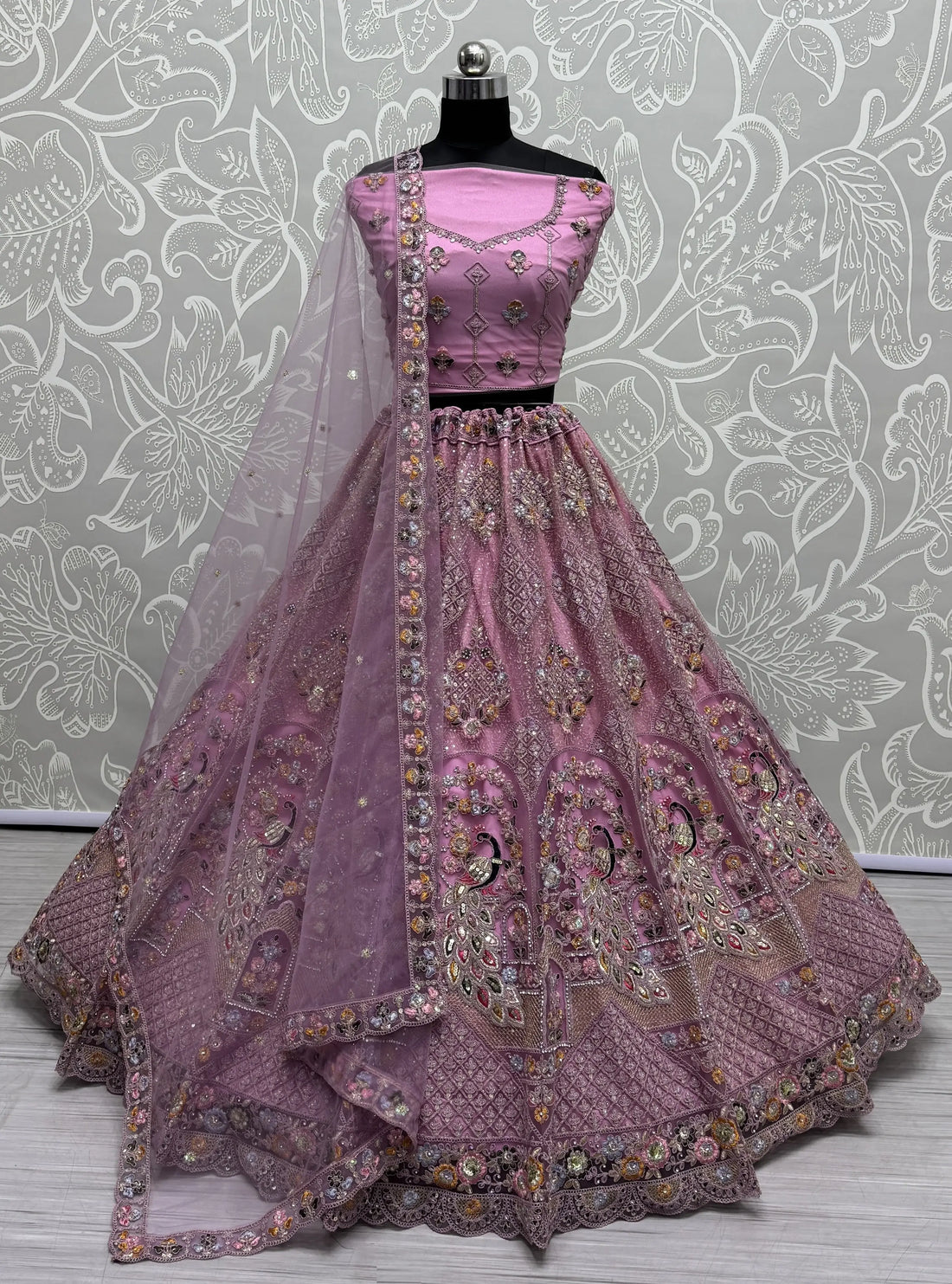 Fabulous Pink Sequins Work Net Wedding Wear Lehenga Choli With Dupatta - Zeel Clothing