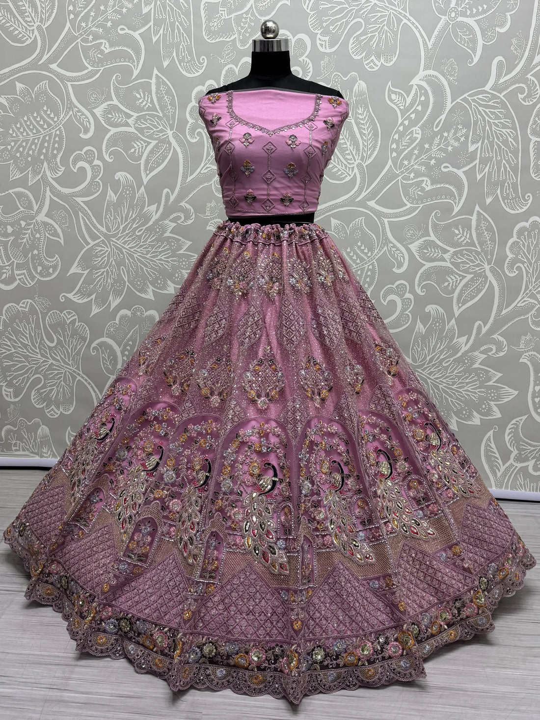 Fabulous Pink Sequins Work Net Wedding Wear Lehenga Choli With Dupatta - Zeel Clothing