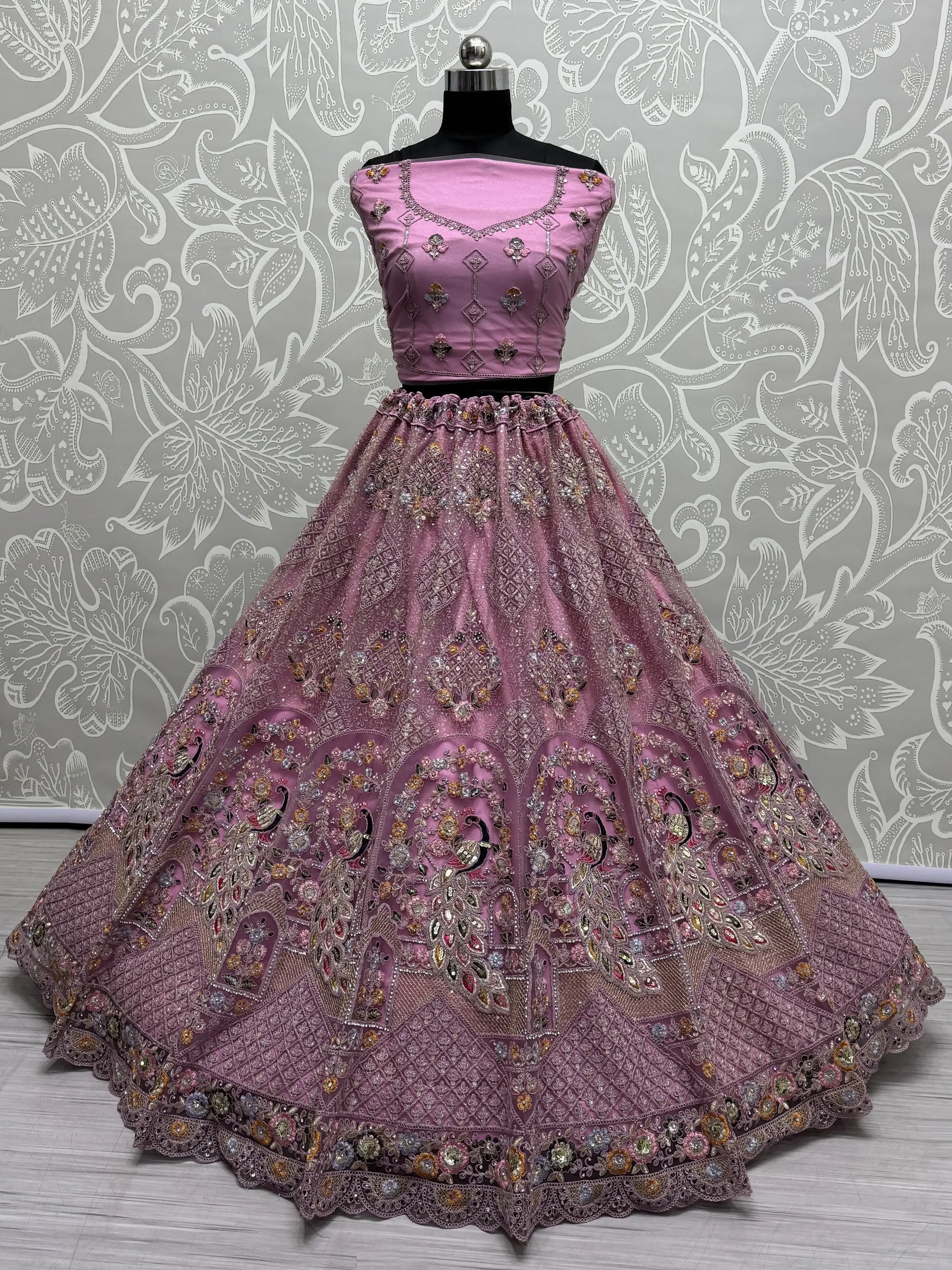 Fabulous Pink Sequins Work Net Wedding Wear Lehenga Choli With Dupatta - Zeel Clothing