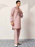 Fabulous Pink Sequins Work Viscose Silk Events Wear Men’s Kurta