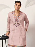 Fabulous Pink Sequins Work Viscose Silk Events Wear Men’s Kurta
