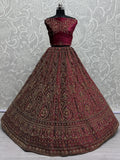 Fabulous Pink Velvet Bridal Lehenga Choli With Double Dupatta - Zeel Clothing