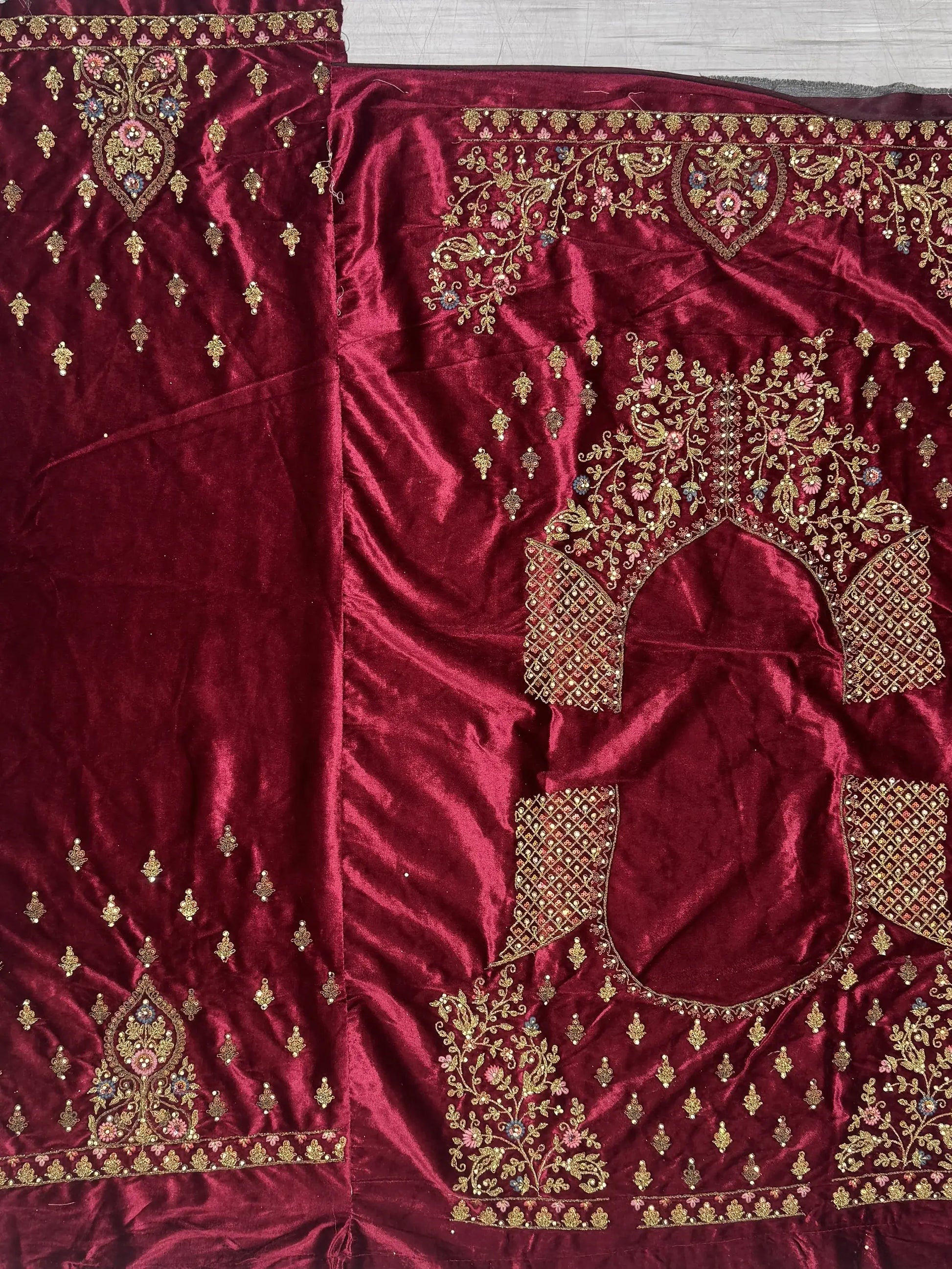 Fabulous Pink Velvet Bridal Lehenga Choli With Double Dupatta - Zeel Clothing