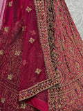 Fabulous Pink Velvet Bridal Lehenga Choli With Double Dupatta - Zeel Clothing