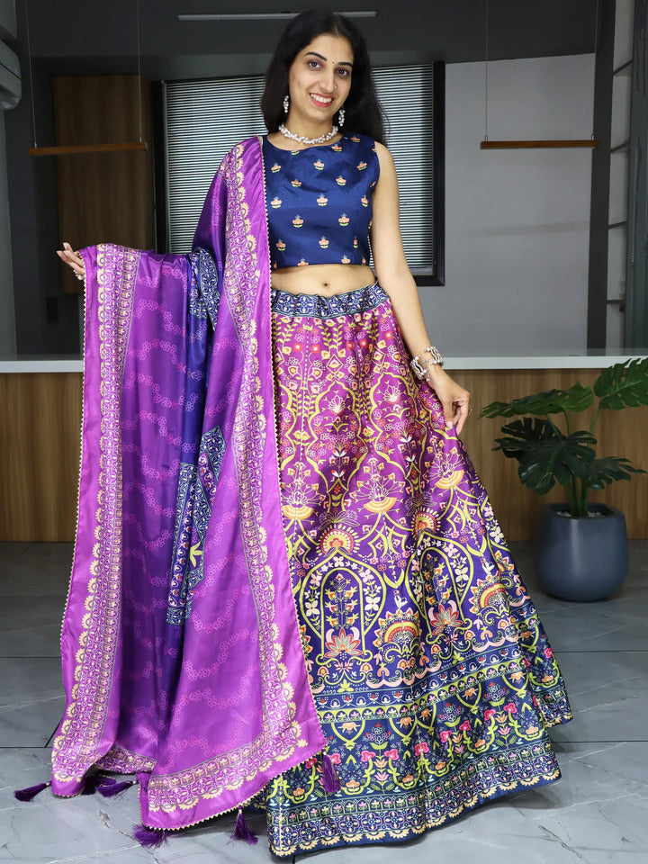 Fabulous Purple Digital Printed Art Silk Festival Wear Lehenga Choli - Zeel Clothing