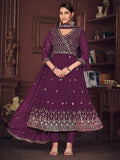 Fabulous Purple Embroidered Georgette Festive Wear Anarkali Suit - Zeel Clothing