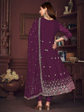 Fabulous Purple Embroidered Georgette Festive Wear Anarkali Suit - Zeel Clothing