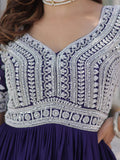 Fabulous Purple Peral Work Georgette Readymade Lehenga With Kurti - Zeel Clothing