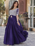 Fabulous Purple Peral Work Georgette Readymade Lehenga With Kurti - Zeel Clothing