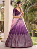 Fabulous Purple Sequins Chinon Traditional Lehenga Choli With Dupatta - Zeel Clothing