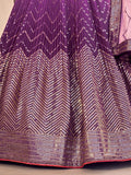 Fabulous Purple Sequins Chinon Traditional Lehenga Choli With Dupatta - Zeel Clothing
