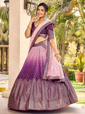 Fabulous Purple Sequins Chinon Traditional Lehenga Choli With Dupatta - Zeel Clothing