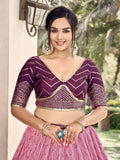 Fabulous Purple Sequins Chinon Traditional Lehenga Choli With Dupatta - Zeel Clothing