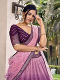Fabulous Purple Sequins Chinon Traditional Lehenga Choli With Dupatta - Zeel Clothing