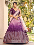 Fabulous Purple Sequins Chinon Traditional Lehenga Choli With Dupatta - Zeel Clothing