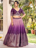 Fabulous Purple Sequins Chinon Traditional Lehenga Choli With Dupatta - Zeel Clothing