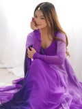 Fabulous Purple Shaded Georgette Event Wear Anarkali Suit With Dupatta - Zeel Clothing