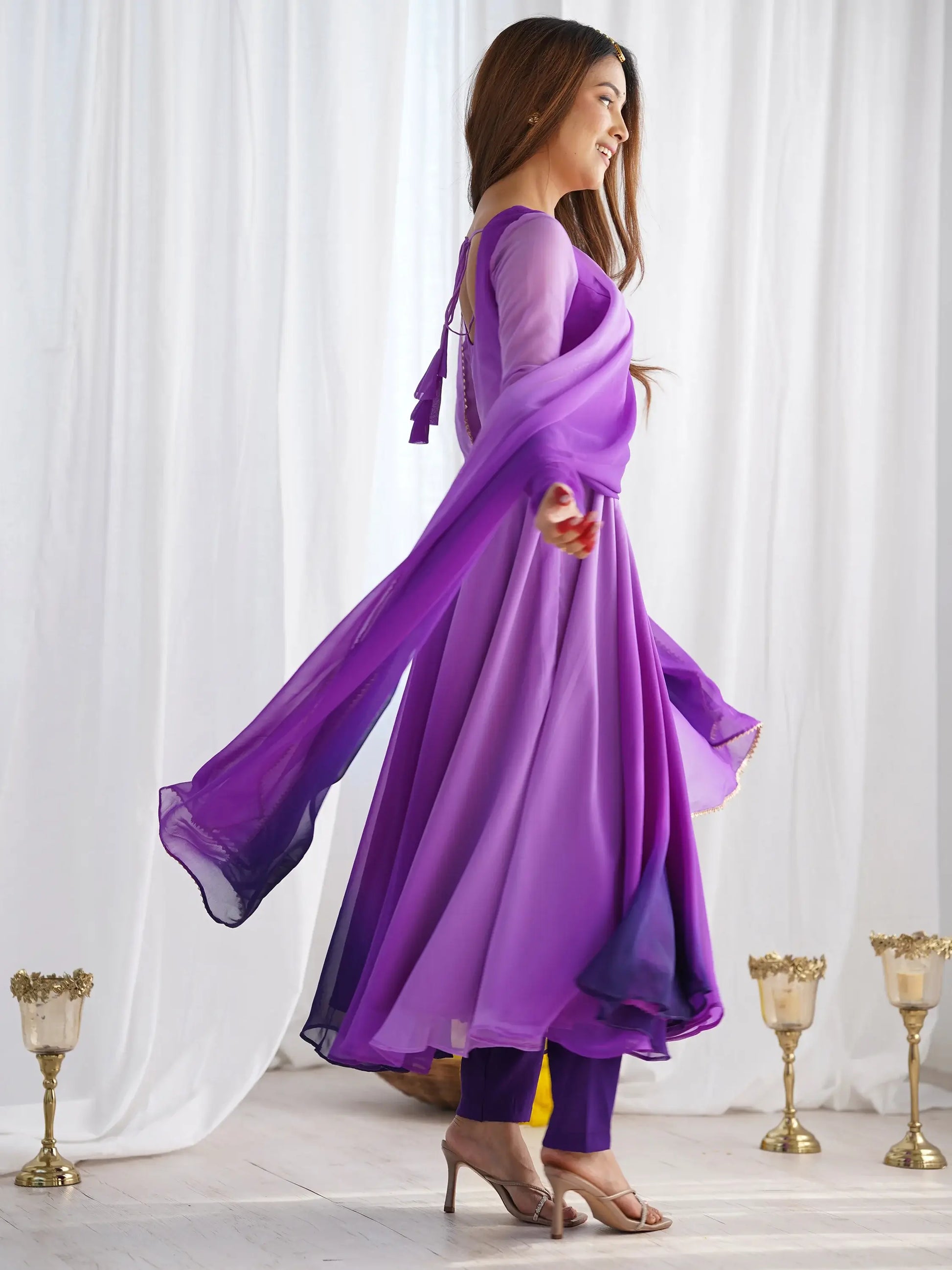 Fabulous Purple Shaded Georgette Event Wear Anarkali Suit With Dupatta - Zeel Clothing