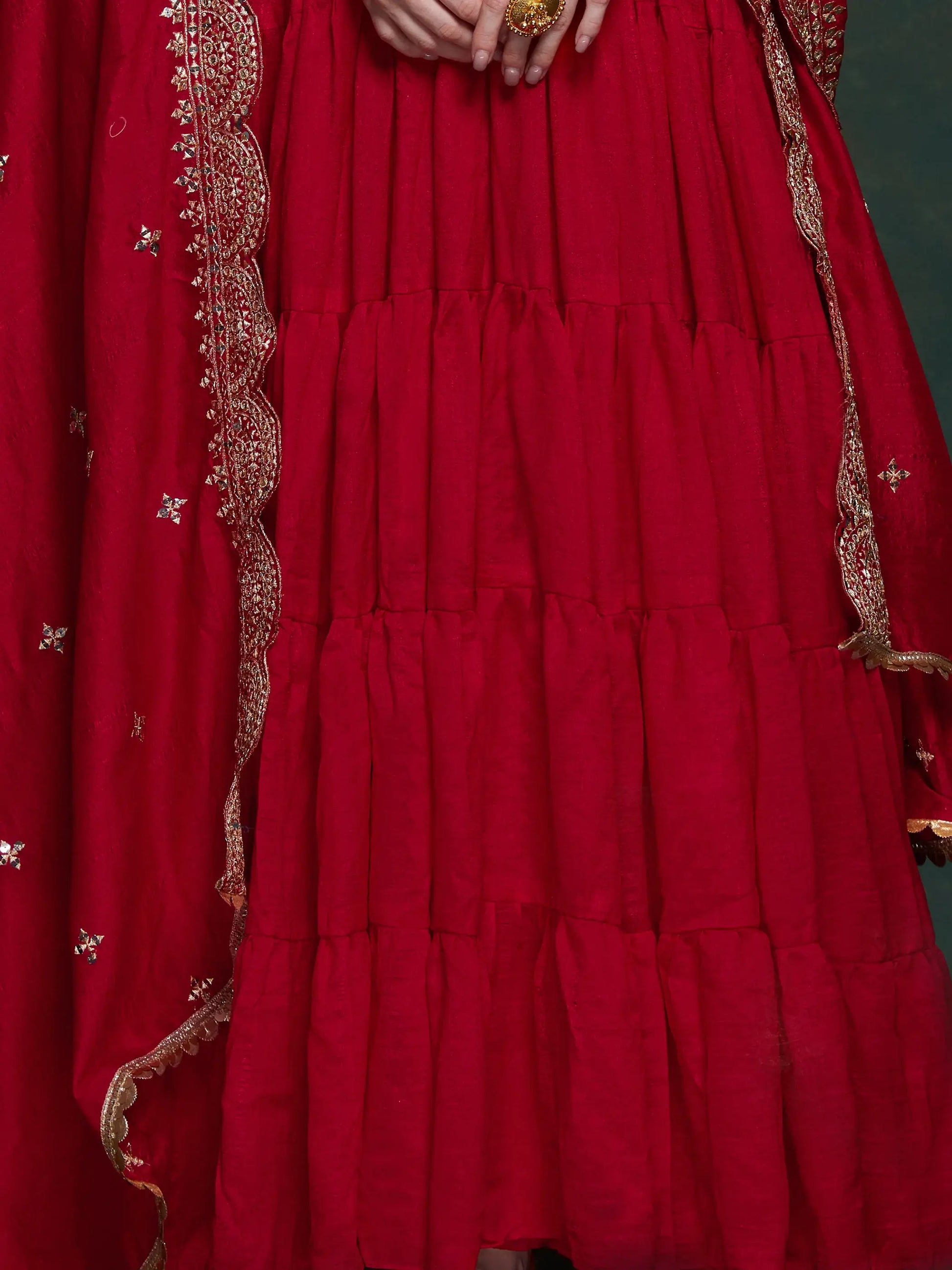 Fabulous Red Georgette Festival Wear Gown With Heavy Dupatta - Zeel Clothing