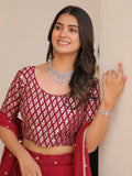 Fabulous Red Sequins Georgette Festive Wear Lehenga Choli With Dupatta - Zeel Clothing