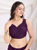 Fabulous Violet Heavy Zari Border Work Chinon Silk Engagement Wear Saree - Zeel Clothing