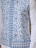 Fabulous White Mirror Work Silk Marriage Wear Men Kurta Set And Jacket