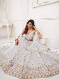 Fabulous White Sequins Net Traditional Lehenga Choli With Dupatta - Zeel Clothing