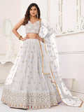 Fabulous White Sequins Net Traditional Lehenga Choli With Dupatta - Zeel Clothing