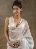 Fabulous White Zari Weaving Organza Pre-Stitched Saree With Blouse - Zeel Clothing