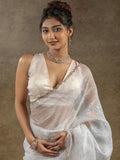 Fabulous White Zari Weaving Organza Pre-Stitched Saree With Blouse - Zeel Clothing