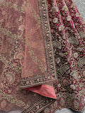 Fabulous Wine Embroidered Velvet Bridal Lehenga Choli With Dupatta - Zeel Clothing