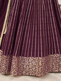 Fabulous Wine Sequins Georgette Reception Wear Lehenga Choli - Zeel Clothing