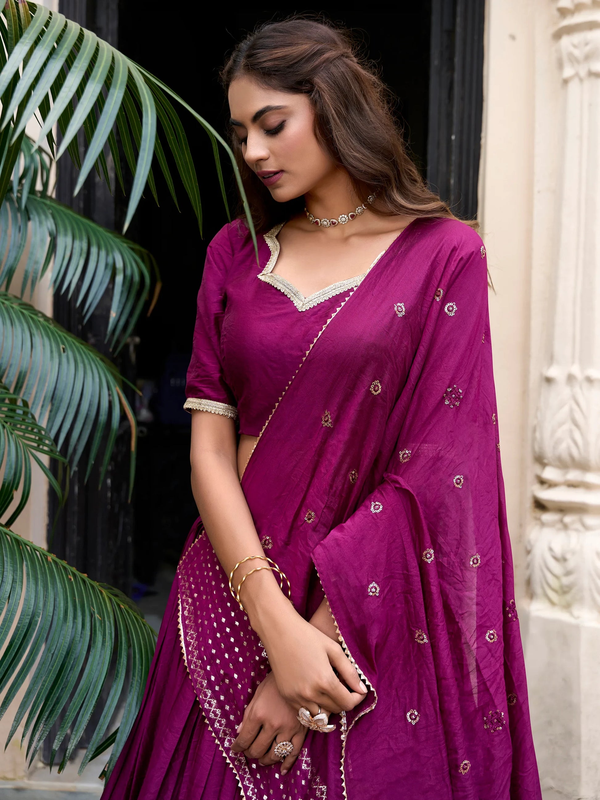 Fabulous Wine Zari Weaving Chanderi Event Wear Lehenga Choli - Zeel Clothing