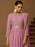 Facilitated light Pink Sequined Georgette Anarkali Suit - Zeel Clothing