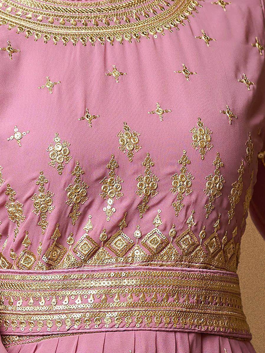 Facilitated light Pink Sequined Georgette Anarkali Suit - Zeel Clothing