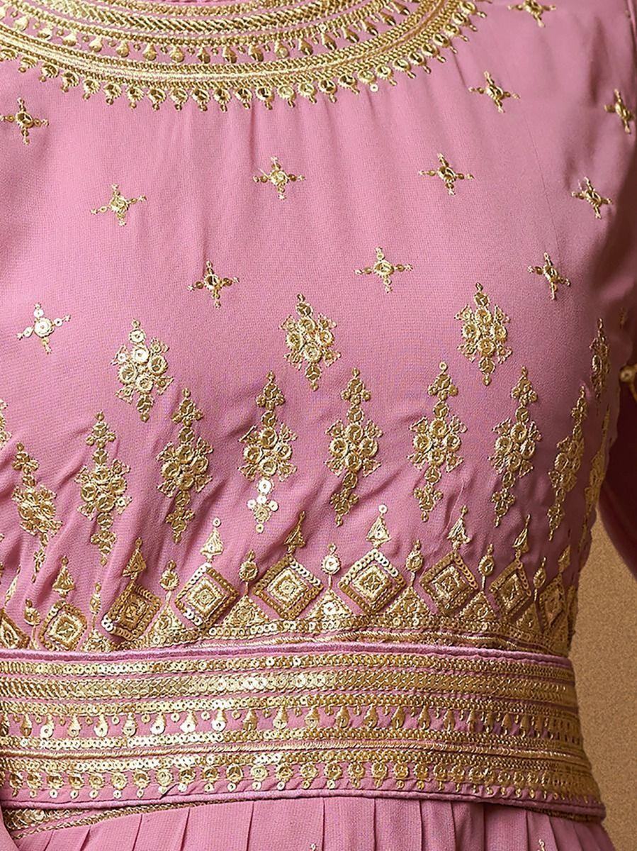 Facilitated light Pink Sequined Georgette Anarkali Suit - Zeel Clothing