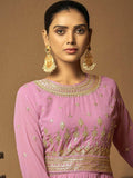 Facilitated light Pink Sequined Georgette Anarkali Suit - Zeel Clothing