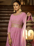 Facilitated light Pink Sequined Georgette Anarkali Suit - Zeel Clothing