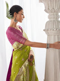 Fancified Light Green Zari Weaving Silk Sangeet Wear Saree With Blouse - Zeel Clothing