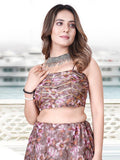 Fancified Mauve Floral Printed Organza Lehenga Choli With Dupatta - Zeel Clothing