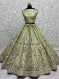 Fancified Pista Green Multi-Thread Silk Lehenga Choli With Dupatta - Zeel Clothing