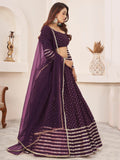 Fancified Purple Sequins Georgette Reception Wear Lehenga Choli - Zeel Clothing