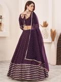 Fancified Purple Sequins Georgette Reception Wear Lehenga Choli - Zeel Clothing