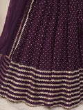 Fancified Purple Sequins Georgette Reception Wear Lehenga Choli - Zeel Clothing